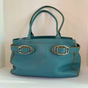 Cole Haan pebbled leather Village F04 handbag in Robins Egg Blue